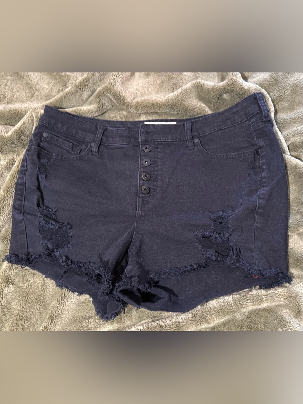 Torrid black High-Rise Distressed Button-Fly Jean Shorts